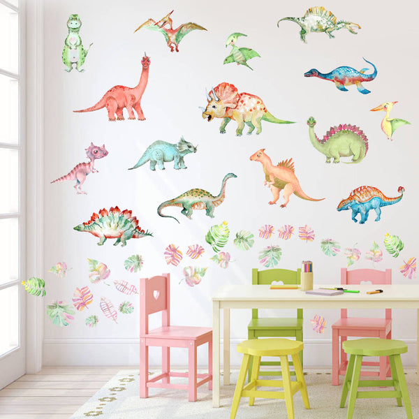 4Pcs / Set Cartoon Dinosaur Wall Decals Decors Plant Stickers DIY Wall Stickers Decorations for Kid&#39;s Bedroom (No EN71 Certification)
