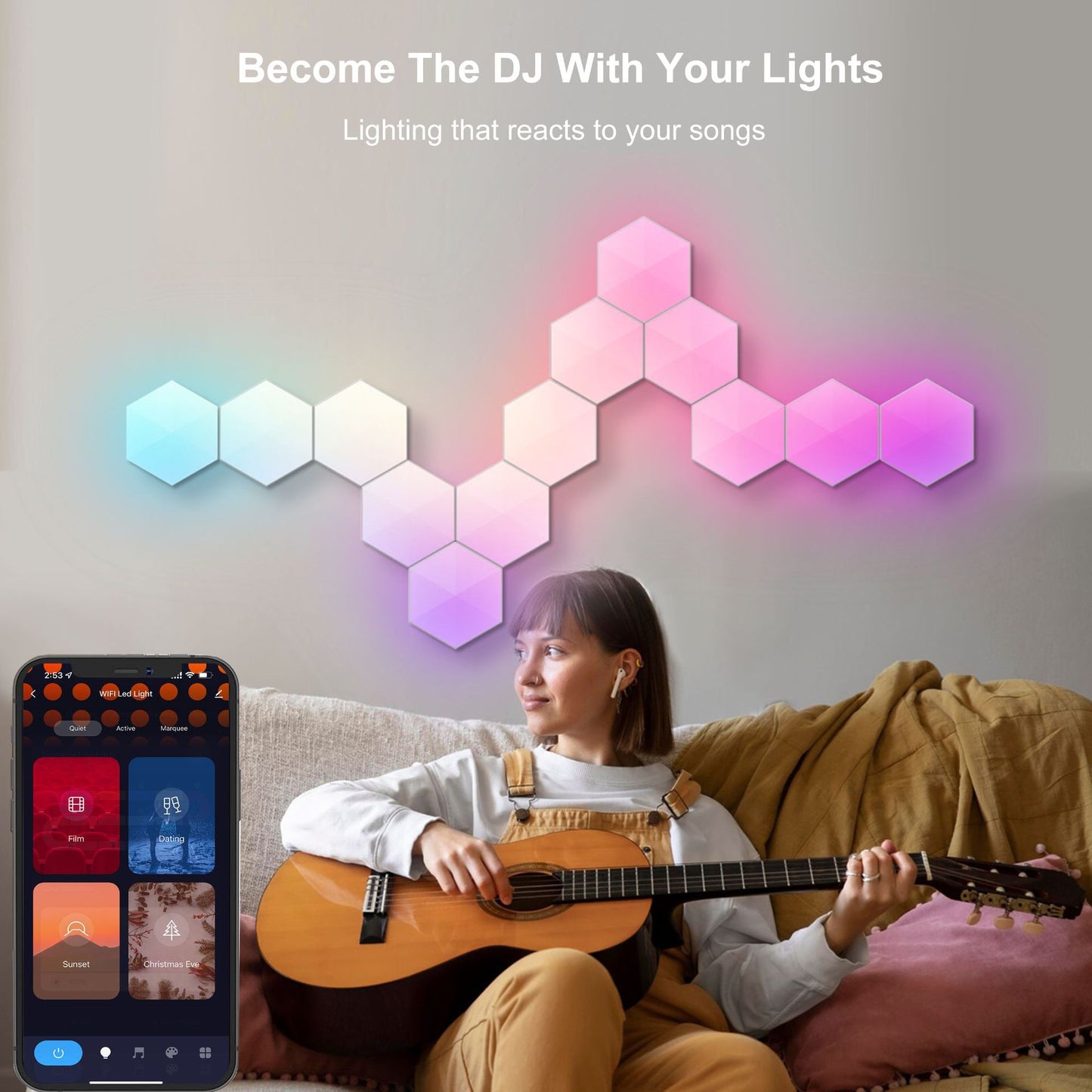 LIXINCORDA 10Pcs RGBIC LED Light DIY Hexagonal Honeycomb LED Wall Lamp with Smart APP Voice Control Game Room Decor (Tuya WiFi Version)