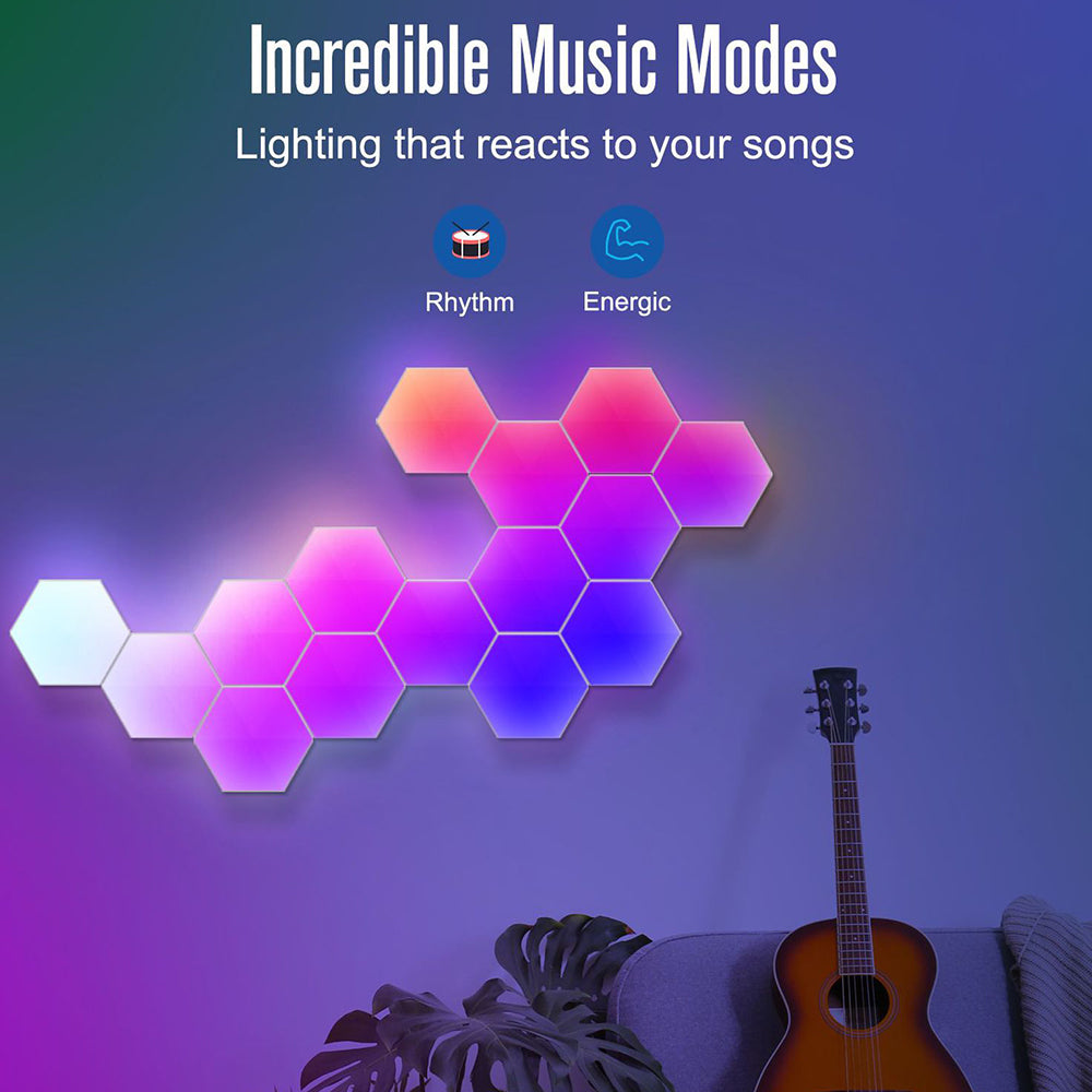 LIXINCORDA 10Pcs RGBIC LED Light DIY Hexagonal Honeycomb LED Wall Lamp with Smart APP Voice Control Game Room Decor (Tuya WiFi Version)