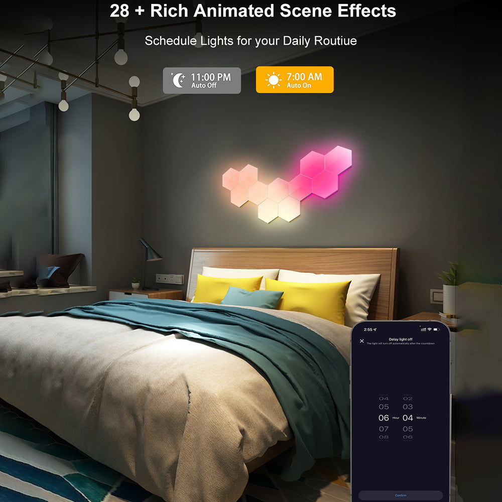 LIXINCORDA 10Pcs RGBIC LED Light DIY Hexagonal Honeycomb LED Wall Lamp with Smart APP Voice Control Game Room Decor (Tuya WiFi Version)