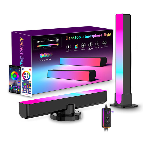 LIXINCORDA ZM-021 2Pcs Smart Ambient RGB Light Set Desktop Light Stick for Bedroom, TV, Gaming (Bluetooth Version)