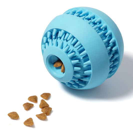 Natural Rubber Round Ball Pet Food Dispensing Treat Toy Dog Teeth Cleaning Chewing Bite Toy