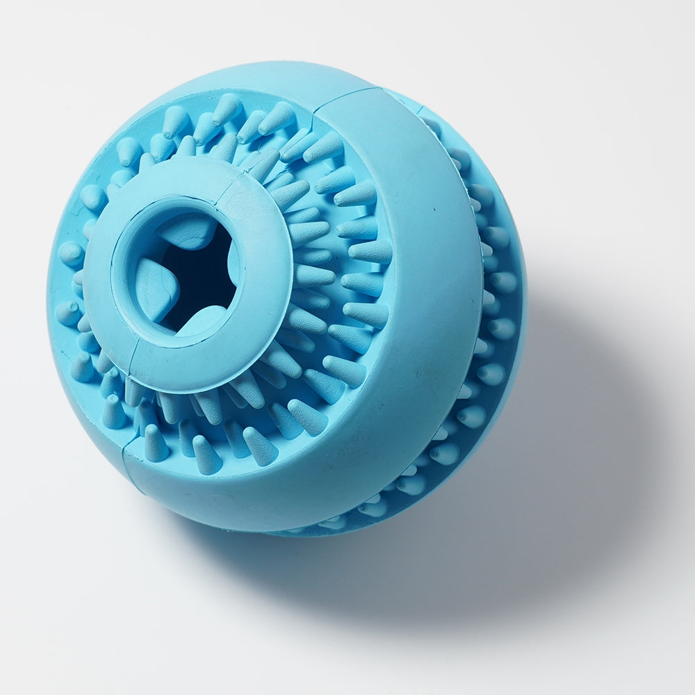 Natural Rubber Round Ball Pet Food Dispensing Treat Toy Dog Teeth Cleaning Chewing Bite Toy