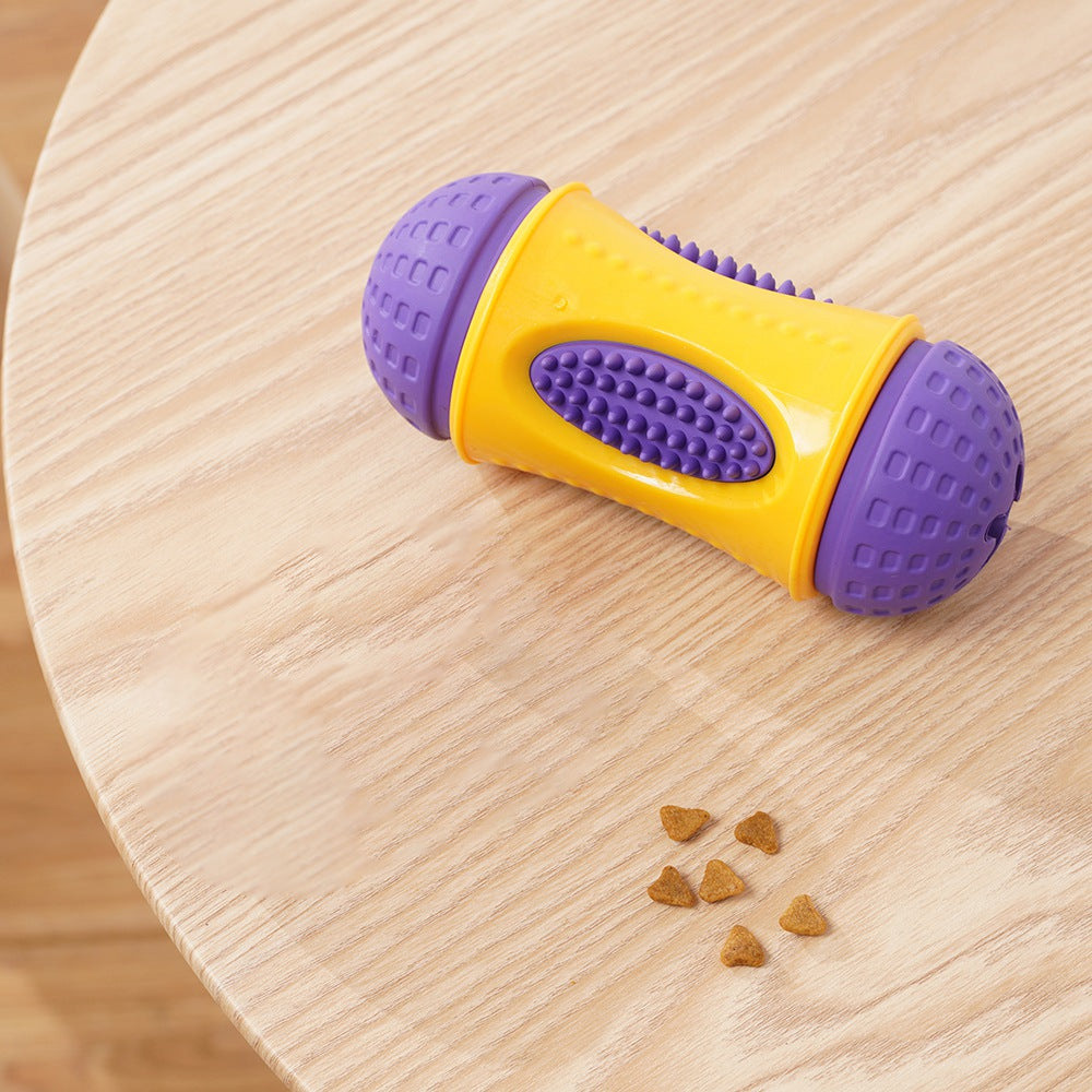 Waist Drum Design Natural Rubber+TPR Pet Treat Feeding Toy Dog Bite Teeth Cleaning Interactive Toy