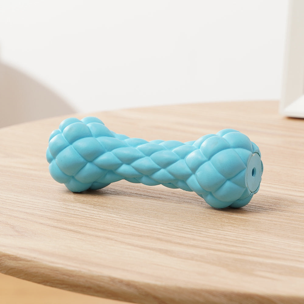 Natural Rubber Dumbbell Shape Pet Bite Playing Toy Squeaky Dog Teeth Cleaning Chewing Toy