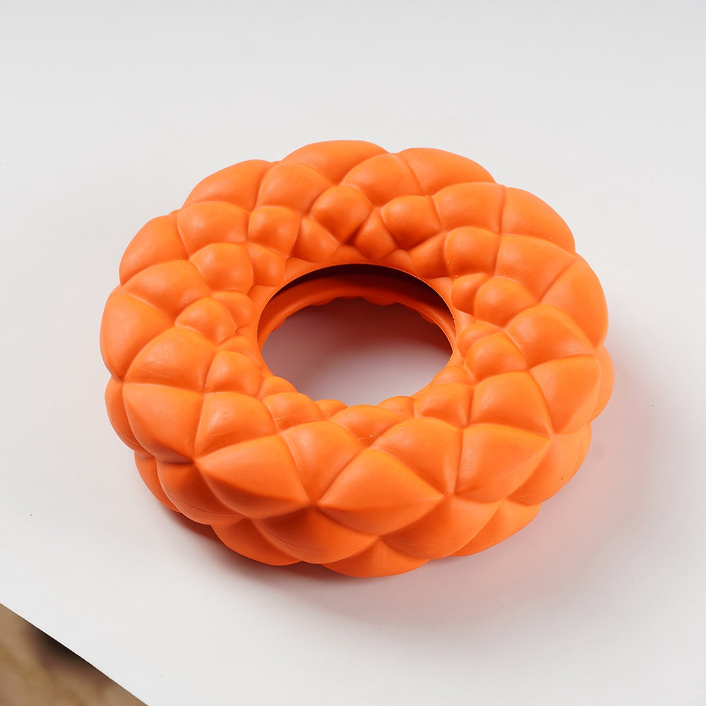 Ring Shape Natural Rubber Dog Treat Toy Pet Food Dispenser Chewing Bite Interactive Toy