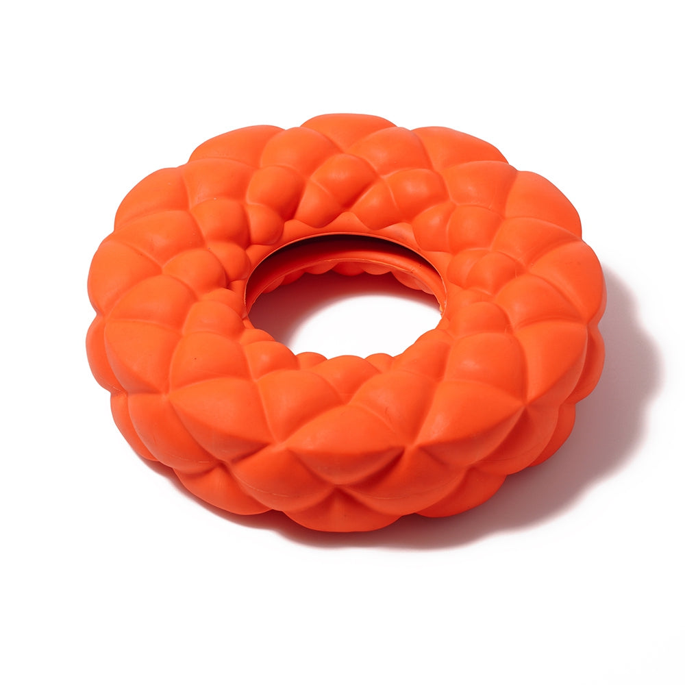 Ring Shape Natural Rubber Dog Treat Toy Pet Food Dispenser Chewing Bite Interactive Toy