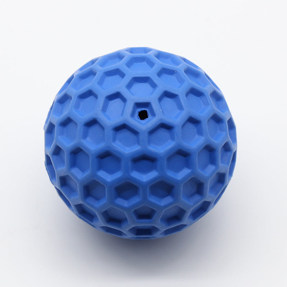 Honeycomb Ball Natural Rubber Pet Teeth Massage Ball Dog Chewing Bite Toy with Squeaky Sound