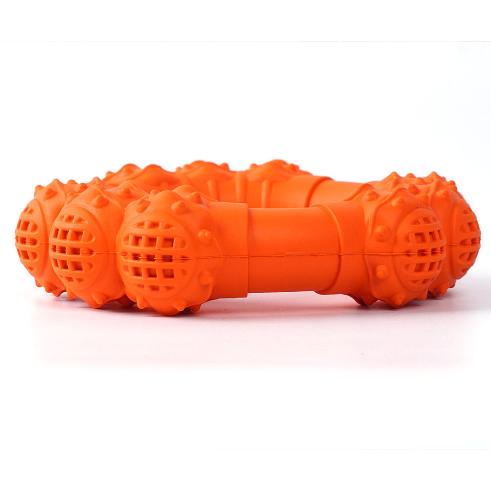 Natural Rubber Dog Toys Ring-Shaped Textured Dog Chew Ring Toy Dental Chewing Teething Biting Chasing Training Toy