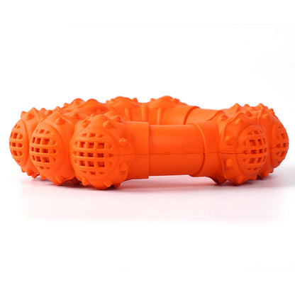 Natural Rubber Dog Toys Ring-Shaped Textured Dog Chew Ring Toy Dental Chewing Teething Biting Chasing Training Toy