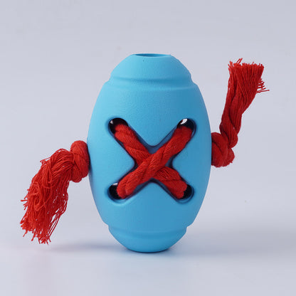 Natural Rubber Dog Toys for Aggressive Chewers Stringing Rugby Durable Dog Chew Toys