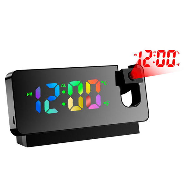 S282 Multifunctional Creative Alarm Clock Electronic Digital Time Temperature Calendar Color Screen Projection Alarm Clock (Colorful Version)