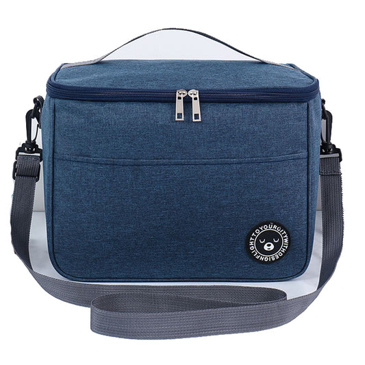 TB-0401 Large Size Oxford Cloth Insulated Lunch Carrying Bag Bento Fruit Storage Bag with Shoulder Strap