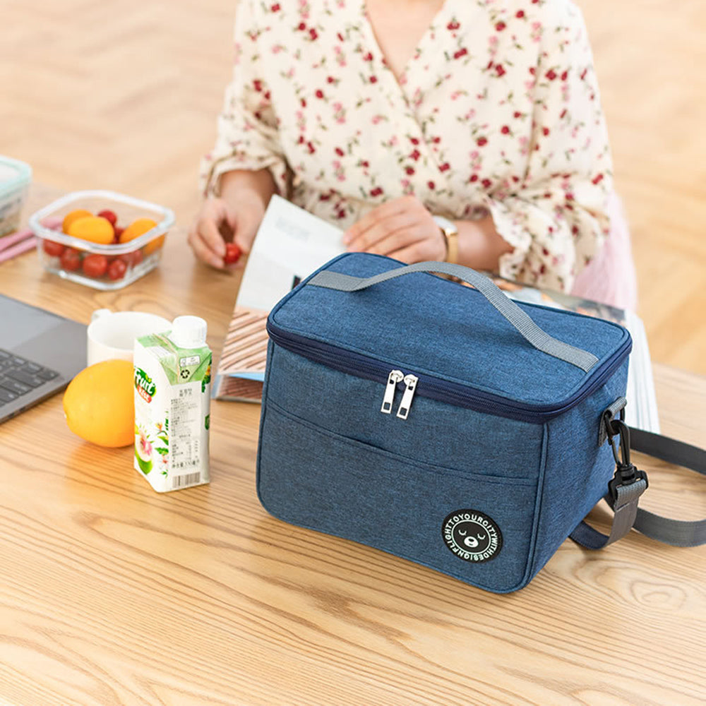 TB-0401 Large Size Oxford Cloth Insulated Lunch Carrying Bag Bento Fruit Storage Bag with Shoulder Strap