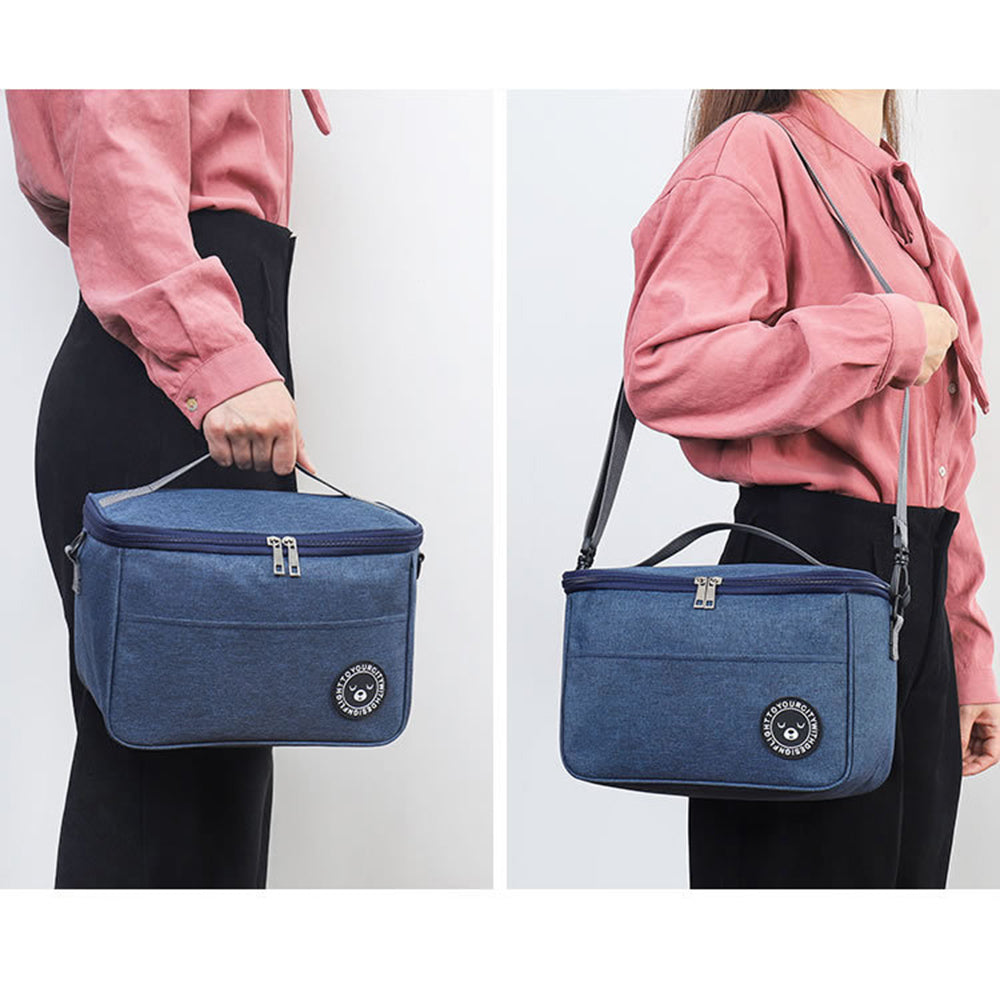 TB-0401 Large Size Oxford Cloth Insulated Lunch Carrying Bag Bento Fruit Storage Bag with Shoulder Strap