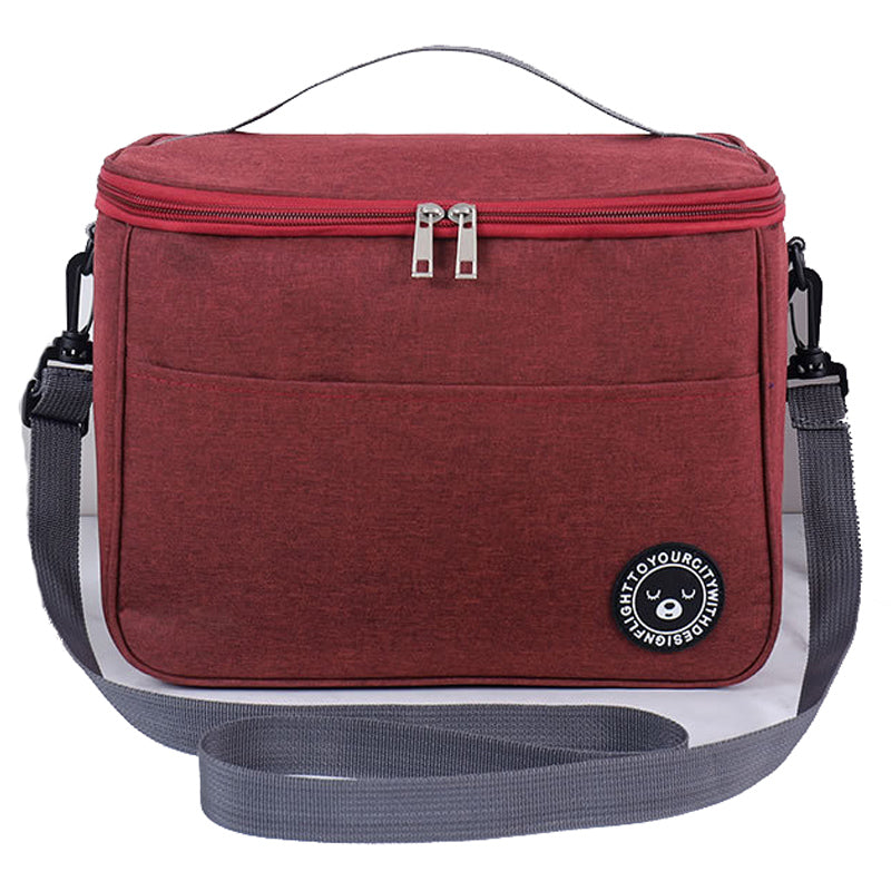 TB-0401 Large Size Oxford Cloth Insulated Lunch Carrying Bag Bento Fruit Storage Bag with Shoulder Strap