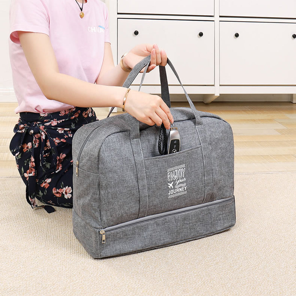 TB-0597 Large Size Portable Travel Handbag Clothes Shoes Cosmetics Storage Bag with PVC Waterproof Pouch