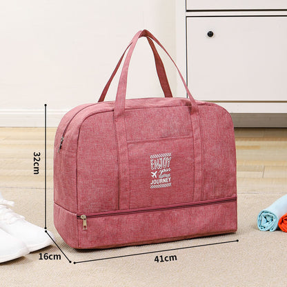 TB-0597 Large Size Portable Travel Handbag Clothes Shoes Cosmetics Storage Bag with PVC Waterproof Pouch
