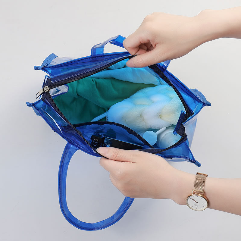 TB-0555 PVC Waterproof Translucent Large Capacity Wash Bag Hand Bag Storage Bag