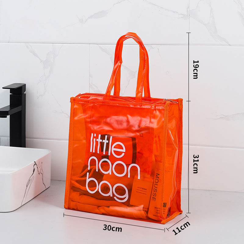 TB-0555 PVC Waterproof Translucent Large Capacity Wash Bag Hand Bag Storage Bag