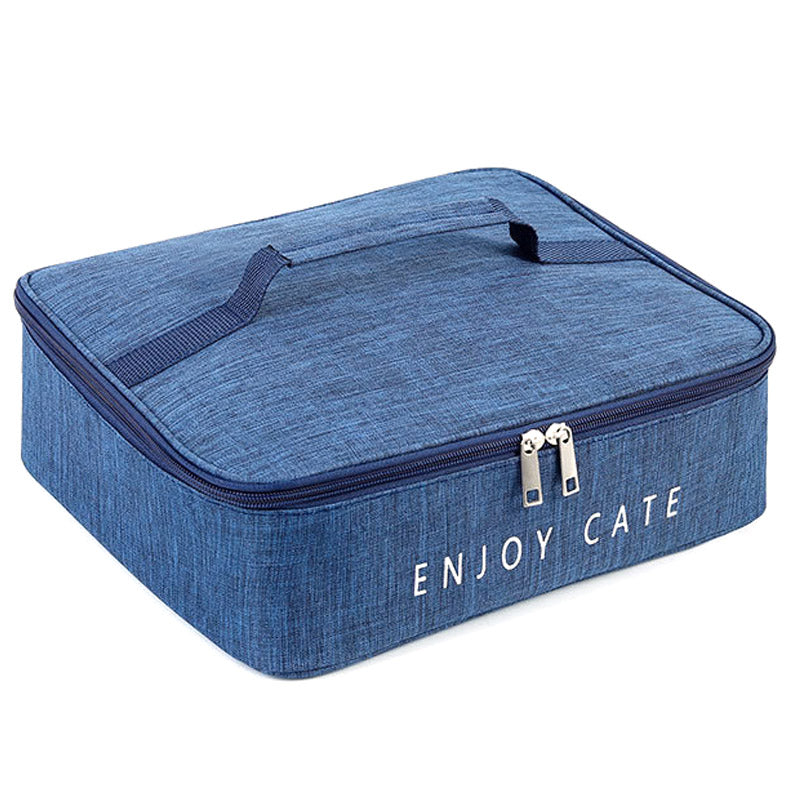 TB-0425 Double Zippered Thermal Lunch Bag Waterproof Cationic Oxford Cloth Insulated Lunch Box for School Work, Size S