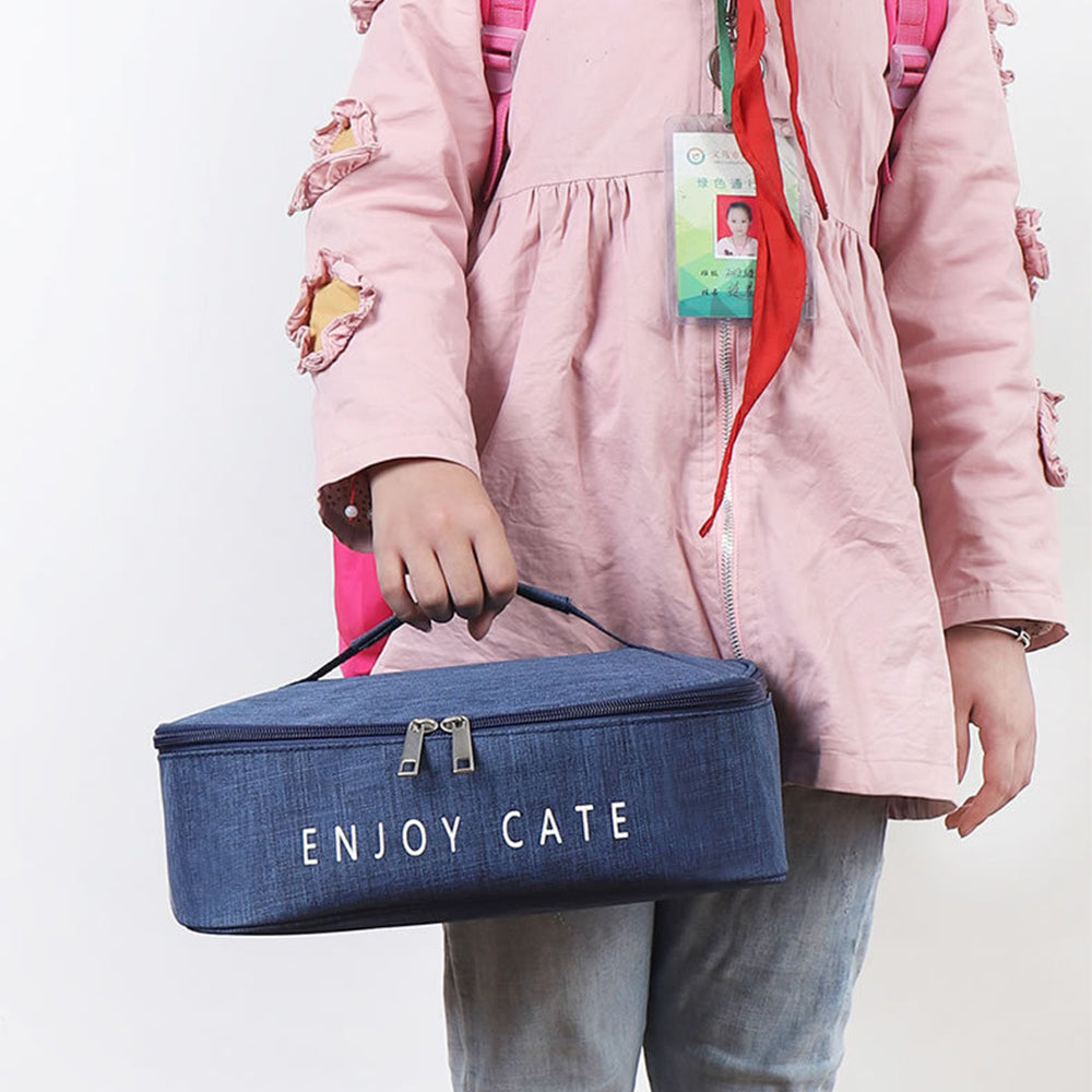 TB-0425 Double Zippered Thermal Lunch Bag Waterproof Cationic Oxford Cloth Insulated Lunch Box for School Work, Size S