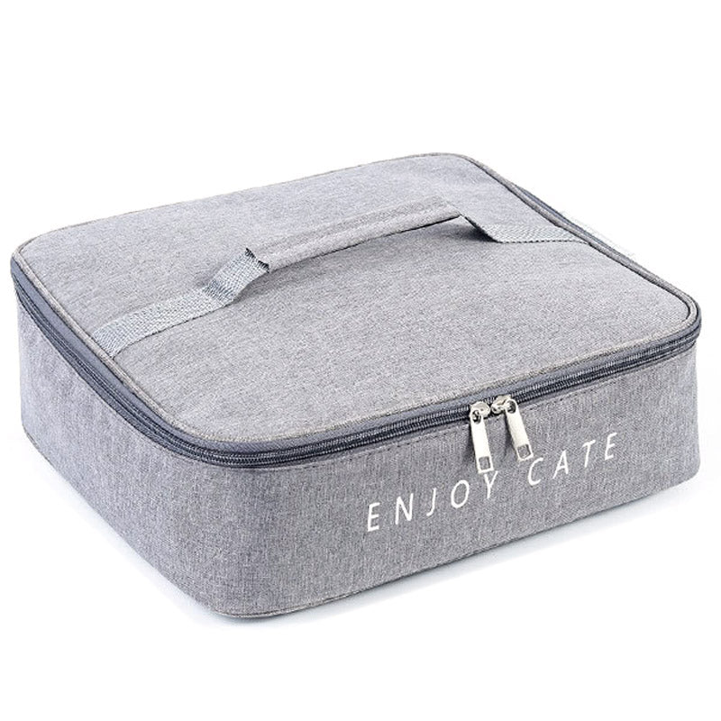 TB-0425 Double Zippered Thermal Lunch Bag Waterproof Cationic Oxford Cloth Insulated Lunch Box for School Work, Size S