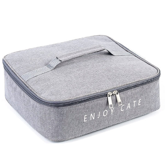 TB-0425 Double Zippered Thermal Lunch Bag Waterproof Cationic Oxford Cloth Insulated Lunch Box for School Work, Size S