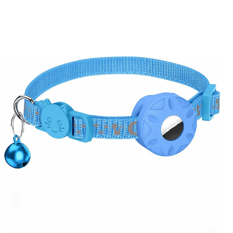 For AirTag Silicone Case Reflective Pet Collar GPS Tracker Protective Cover with Bell