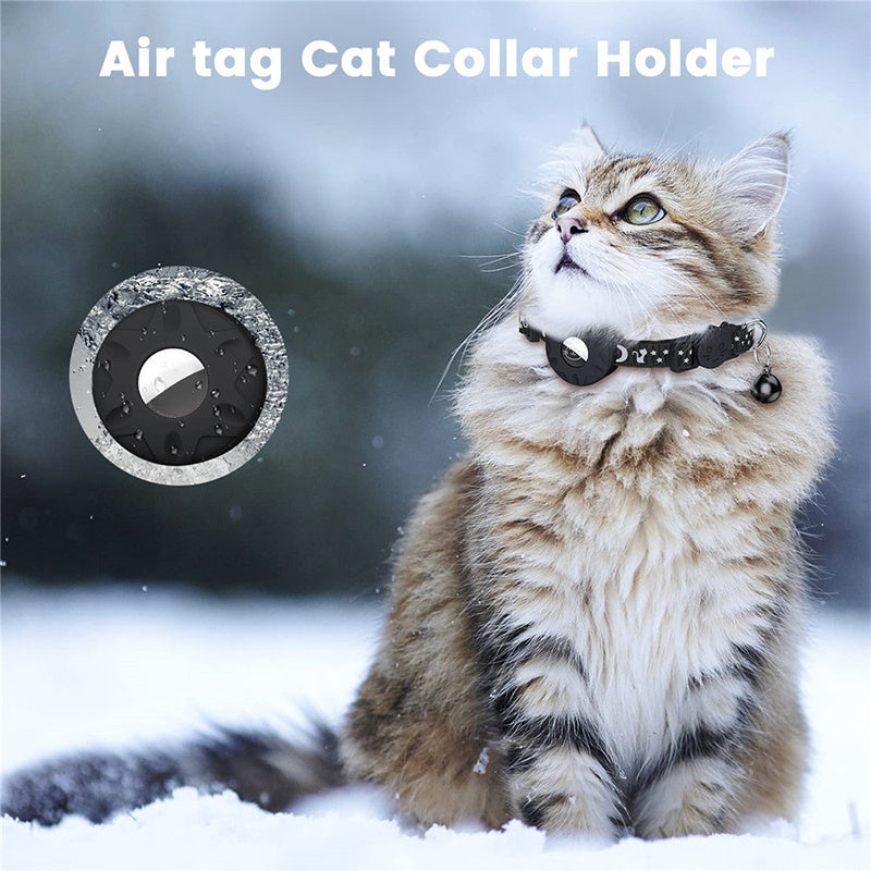 For AirTag Silicone Case Reflective Pet Collar GPS Tracker Protective Cover with Bell