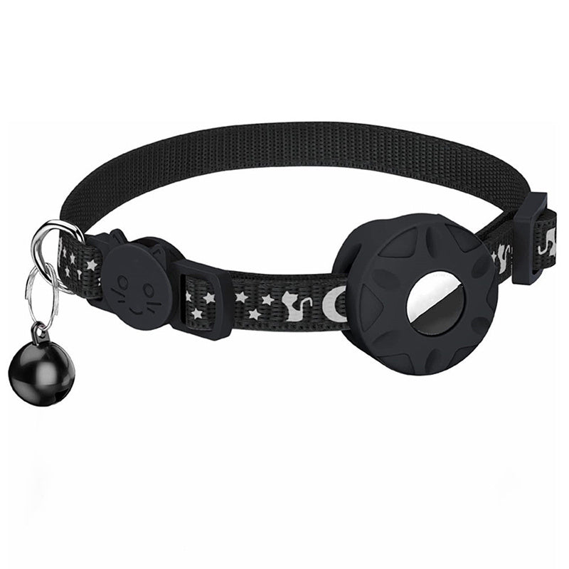 For AirTag Silicone Case Reflective Pet Collar GPS Tracker Protective Cover with Bell
