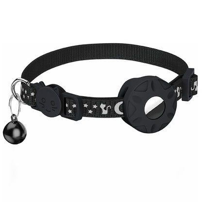 For AirTag Silicone Case Reflective Pet Collar GPS Tracker Protective Cover with Bell
