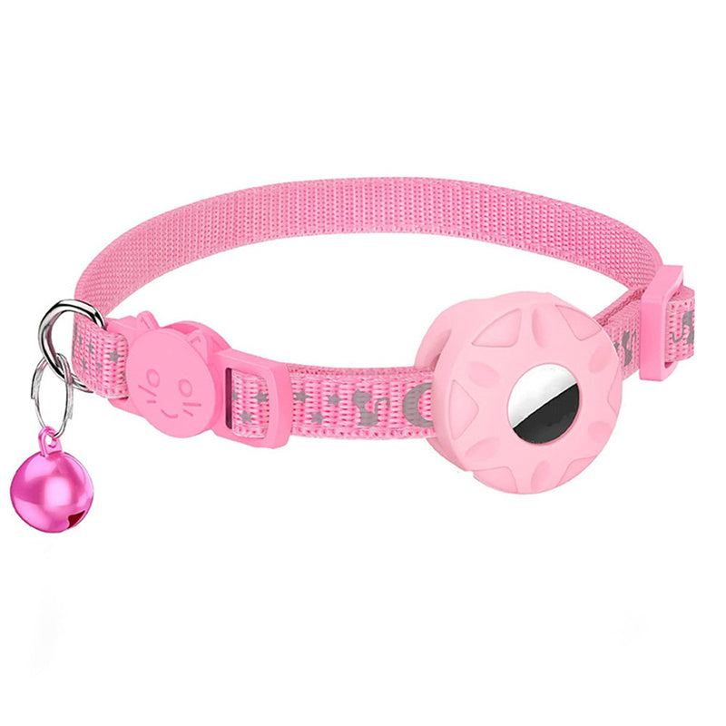 For AirTag Silicone Case Reflective Pet Collar GPS Tracker Protective Cover with Bell