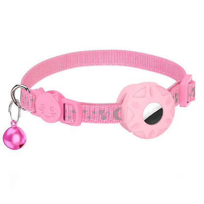 For AirTag Silicone Case Reflective Pet Collar GPS Tracker Protective Cover with Bell