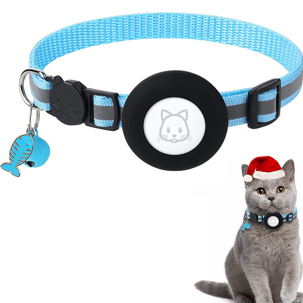Silicone Case for AirTag Reflective Pet Collar GPS Tracker Cover with Bell and Fish Shape Pendant