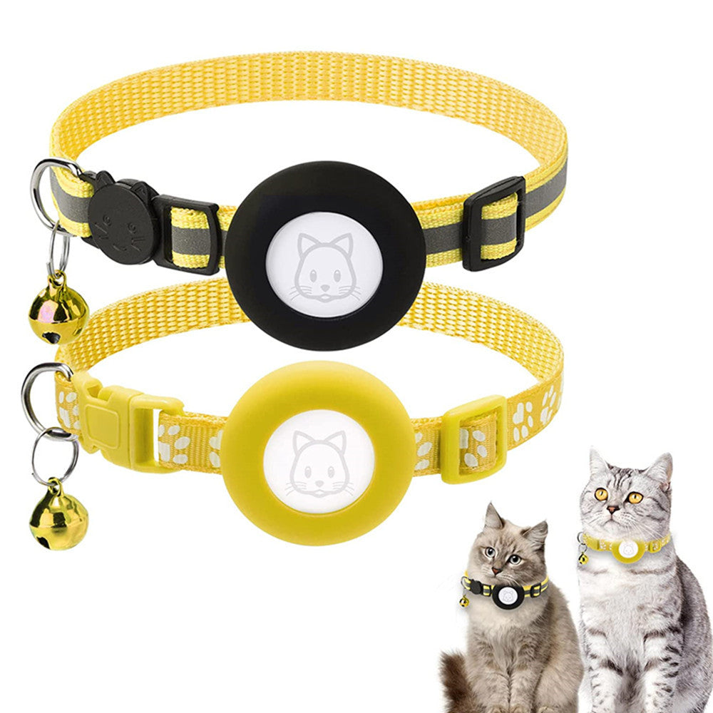 2Pcs / Set Protective Case for AirTag Reflective Nylon Pet Collar GPS Tracker Silicone Cover with Bell
