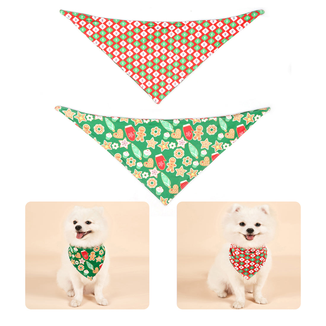 Christmas Dog Bandanas Pet Bib Bandanas Pet Scarf Washable Dog Bib Costume [Size: M/L]