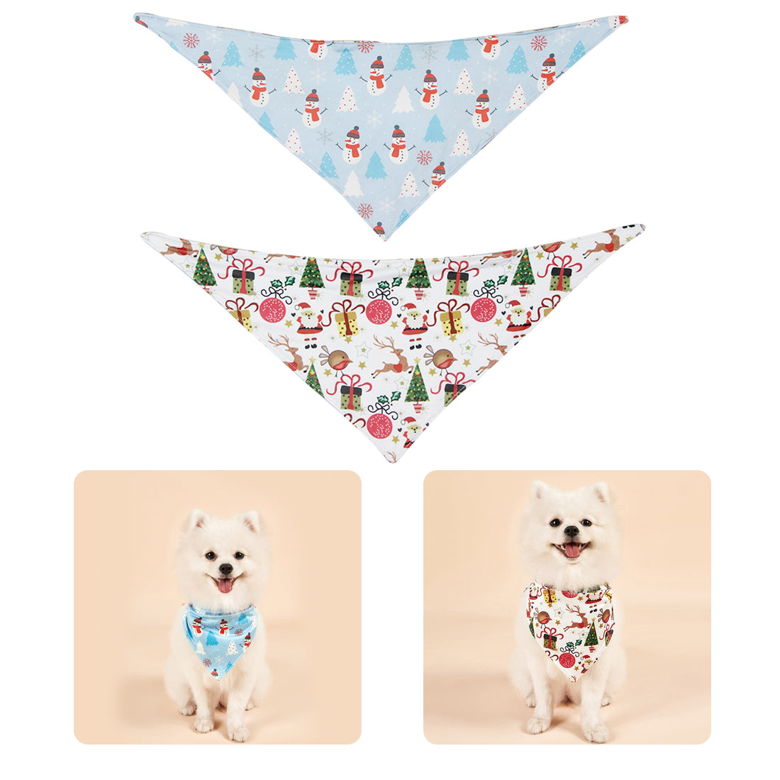 Christmas Dog Bandanas Pet Bib Bandanas Pet Scarf Washable Dog Bib Costume [Size: M/L]