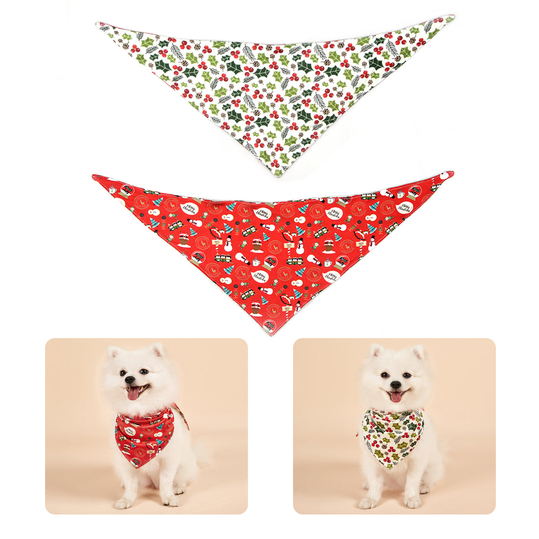 Christmas Dog Bandanas Pet Bib Bandanas Pet Scarf Washable Dog Bib Costume [Size: S]