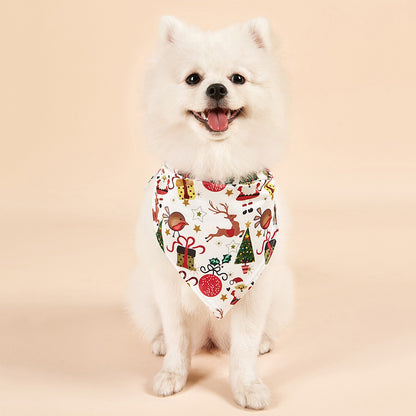 Christmas Dog Bandanas Pet Bib Bandanas Pet Scarf Washable Dog Bib Costume [Size: S]