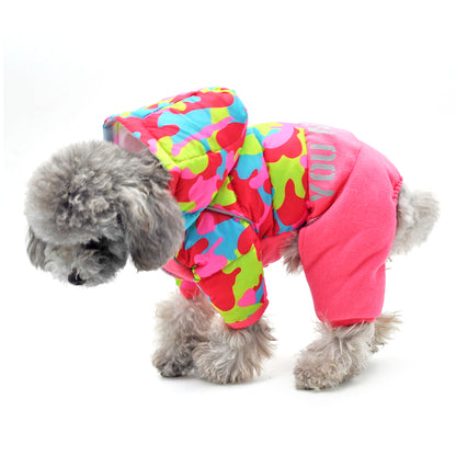 TG-CL062 Camouflage Splicing Pet Dog Hoodie Coat Waterproof Winter Puppy Costumes