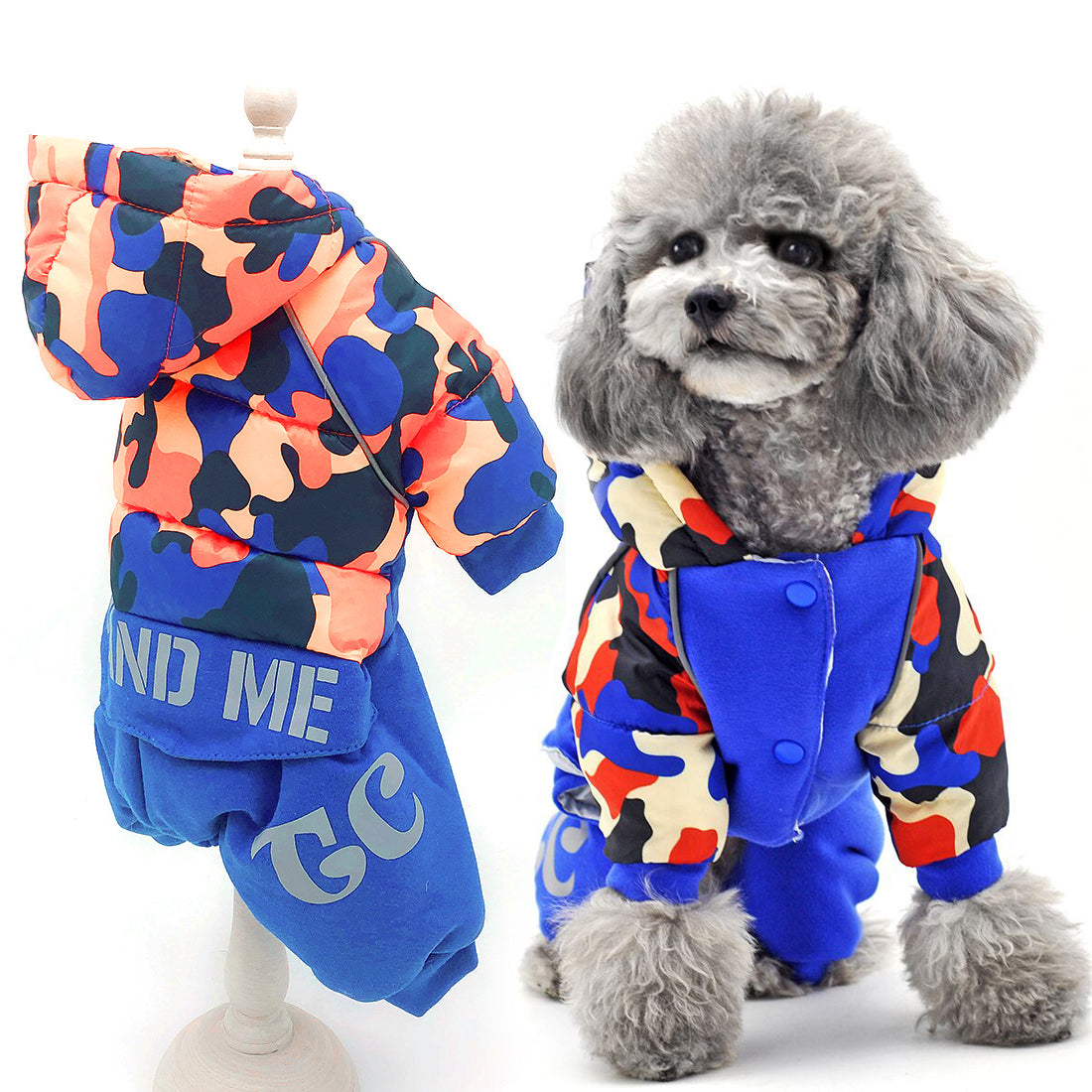 TG-CL062 Camouflage Splicing Pet Dog Hoodie Coat Waterproof Winter Puppy Costumes