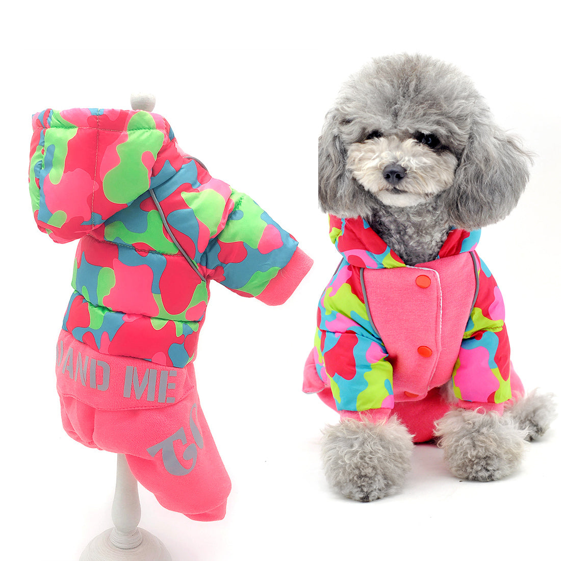 TG-CL062 Camouflage Splicing Pet Dog Hoodie Coat Waterproof Winter Puppy Costumes