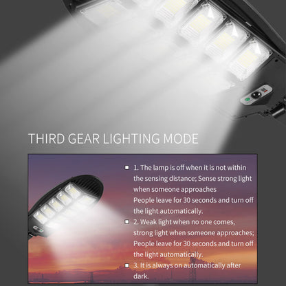 Outdoor Solar Power LED Light 3 Lighting Modes Motion Sensor Garden Yard Wall Mounted Lamp with Remote Control