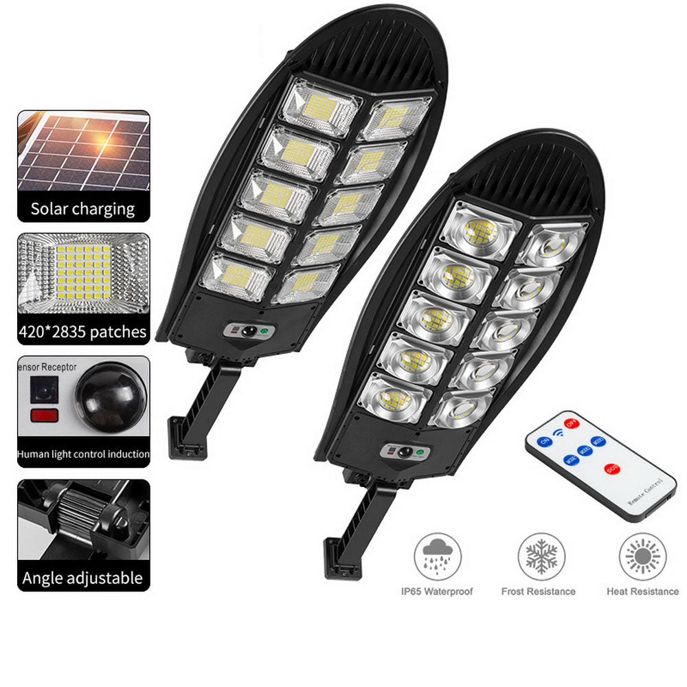 Outdoor Solar Power LED Light 3 Lighting Modes Motion Sensor Garden Yard Wall Mounted Lamp with Remote Control