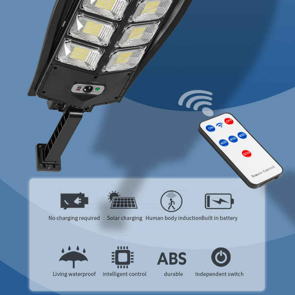 Outdoor Solar Power LED Light 3 Lighting Modes Motion Sensor Garden Yard Wall Mounted Lamp with Remote Control