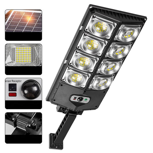 W789AB-4 Waterproof LED Solar Motion Sensor Lights Outdoor Street Lights with Remote Control 3 Lighting Modes Security Light for Front Door Yard Garage