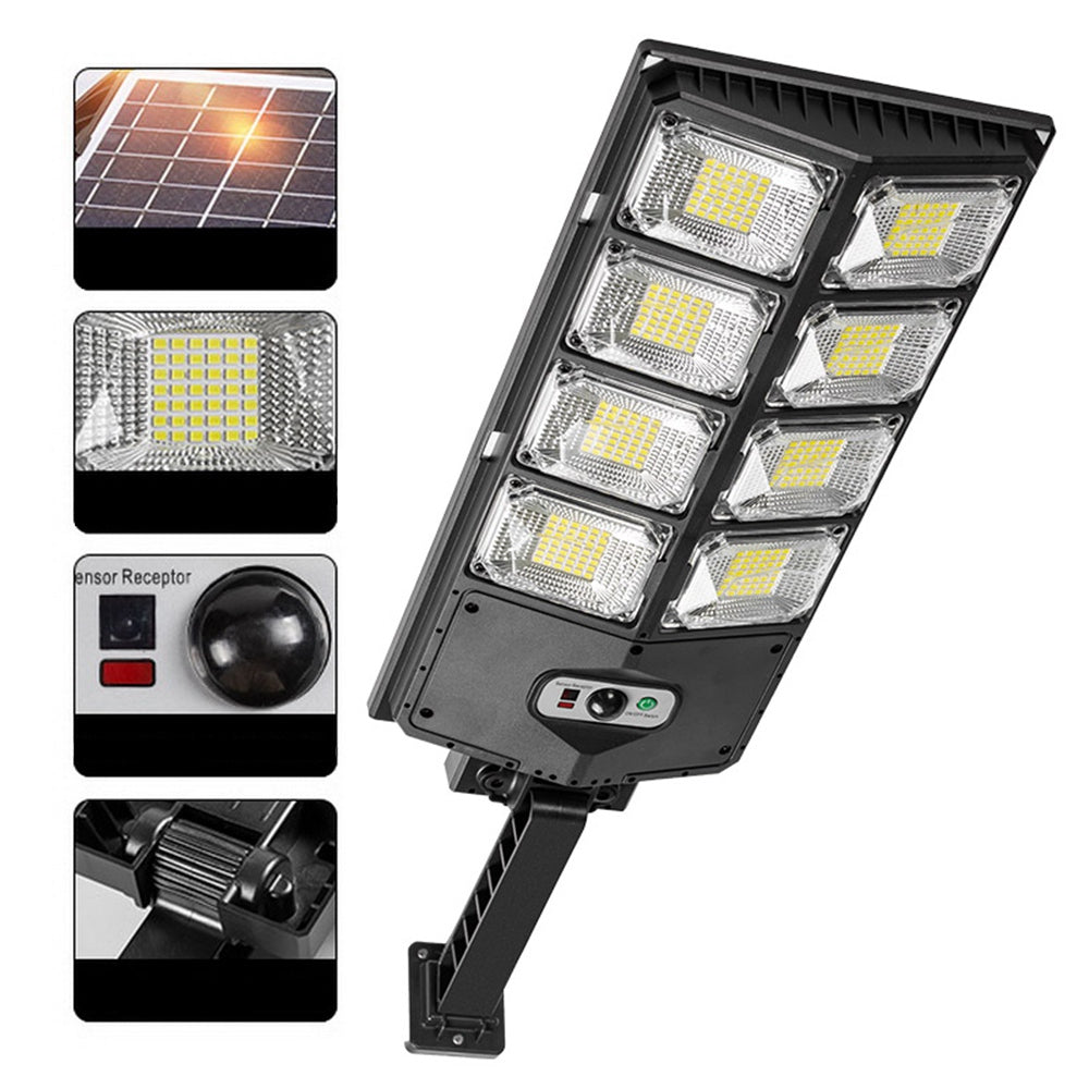 W789AB-4 Waterproof LED Solar Motion Sensor Lights Outdoor Street Lights with Remote Control 3 Lighting Modes Security Light for Front Door Yard Garage