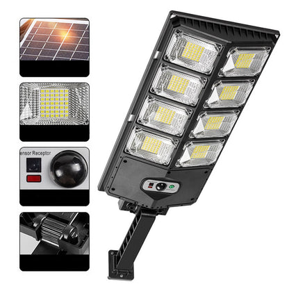 W789AB-4 Waterproof LED Solar Motion Sensor Lights Outdoor Street Lights with Remote Control 3 Lighting Modes Security Light for Front Door Yard Garage