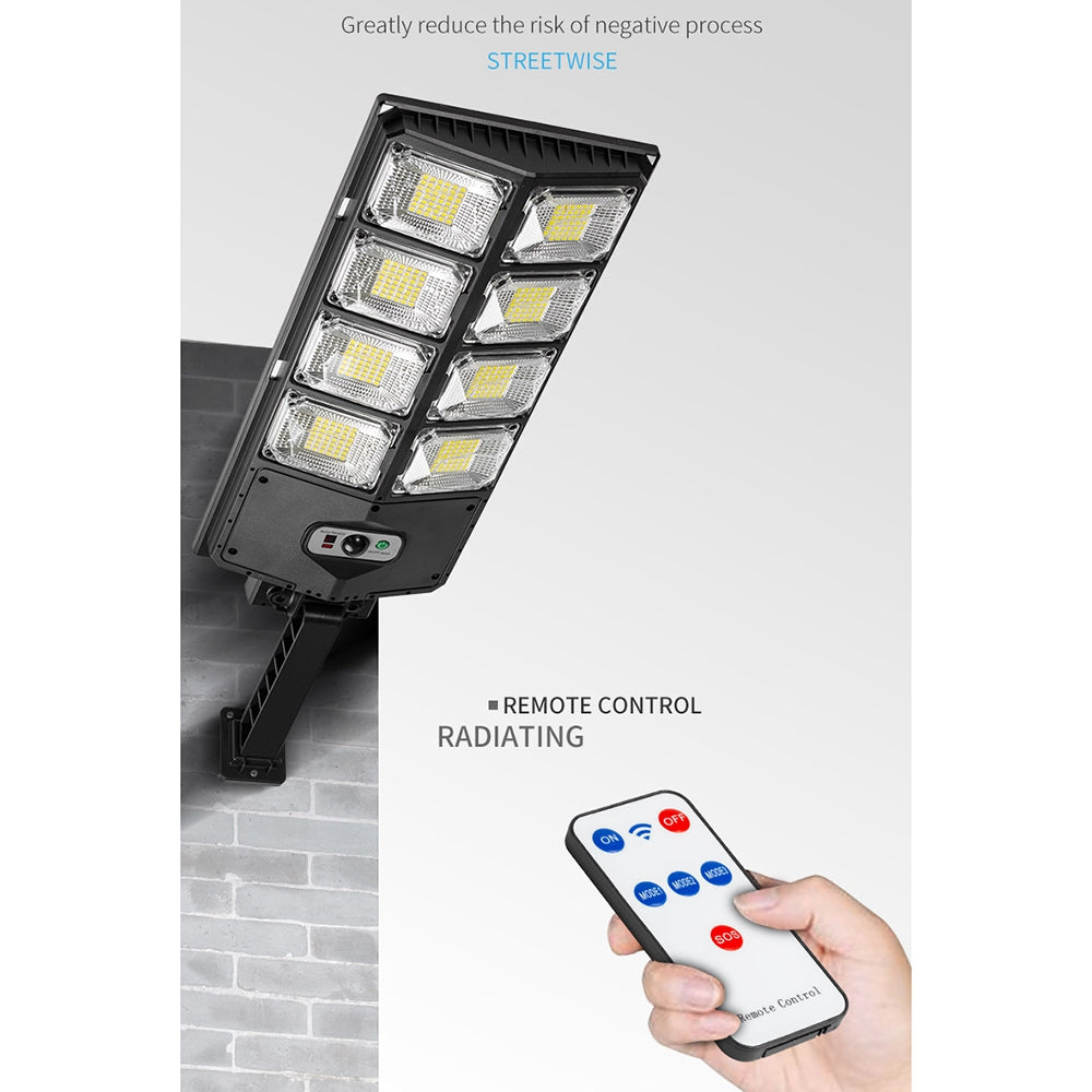 W789AB-4 Waterproof LED Solar Motion Sensor Lights Outdoor Street Lights with Remote Control 3 Lighting Modes Security Light for Front Door Yard Garage